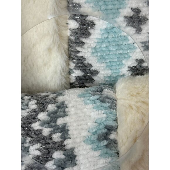 Wayland Square Slipper Boots Womens Size S 7 8 Slippers Blue Fair Isle Faux Fur - Picture 6 of 7